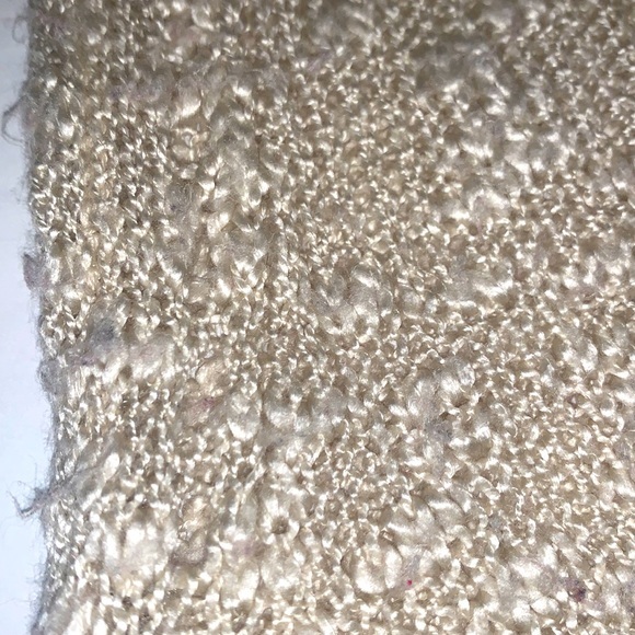 Maxumi size M ivory tan BOHO slubbed knit A-line lace bottom pullover sweater - Picture 13 of 13